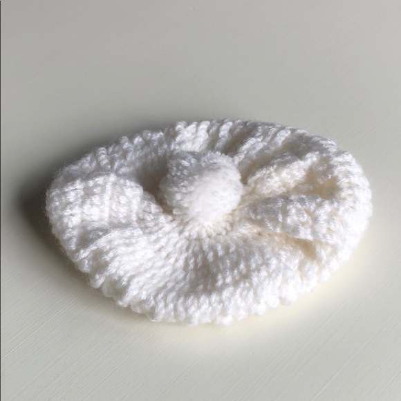 Vintage Cream Knit Baby Newsboy Hat - Picture 7 of 10